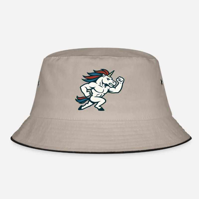 Running Power Unicorn Athletic Mascot Design Bucket Hat