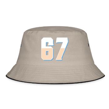 6 7 – Trendy minimalist text design, - Bucket Hat - khaki/black - Front