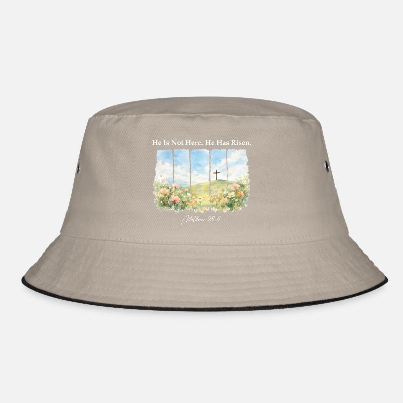 He Has Risen Matthew 28 6 Easter Christian Bucket Hat