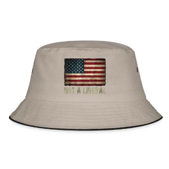 250-jähriges Amerika-Jubiläum – Kein liberales USA - Bucket Hat - Khaki/Schwarz - Vorne