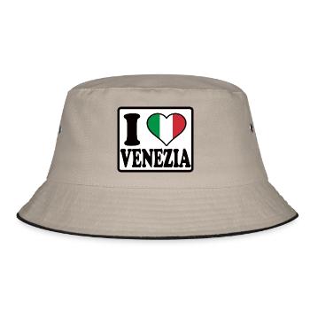 Ich liebe Venedig - Bucket Hat - Khaki/Schwarz - Vorne
