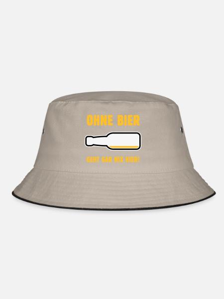 Ohne Bier Geht Gar Nix Hier! (Bierchen / NEG 3C) - Bucket Hat - Khaki/Schwarz - Vorne