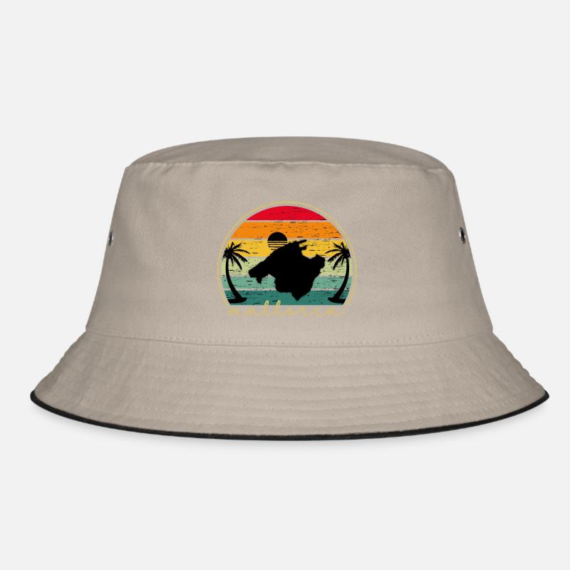 Mallorca Vintage Sunset Island Retro Design Bucket Hat