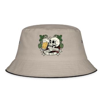 Stilvolles Bier - Hopfenkunst - Bucket Hat - Khaki/Schwarz - Vorne