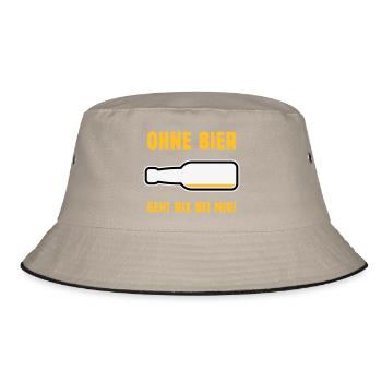 Ohne Bier Geht Nix Bei Mir! (Bierchen / NEG 3C) - Bucket Hat - Khaki/Schwarz - Vorne