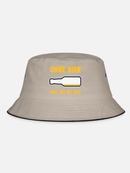 Ohne Bier Geht Nix Bei Mir! (Bierchen / NEG 3C) - Bucket Hat - Khaki/Schwarz - Vorne