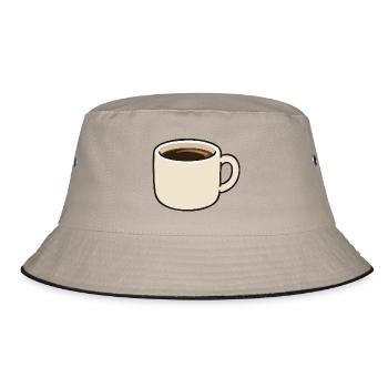 Minimalist Coffee Cup Cartoon Illustration - Bucket Hat - khaki/black - Front