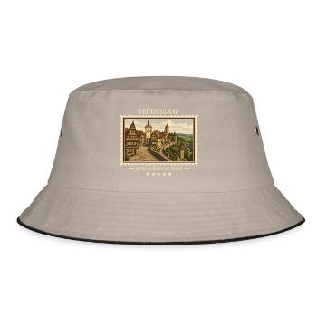 Deutschland Rothenburg ob der Tauber Vintage Reise - Bucket Hat - Khaki/Schwarz - Vorne
