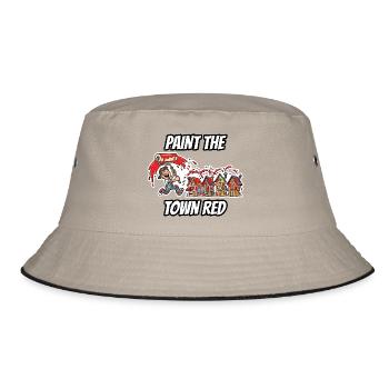 Paint the Town Red – Lustige, wörtliche Idiom-Zeichentrickserie - Bucket Hat - Khaki/Schwarz - Vorne