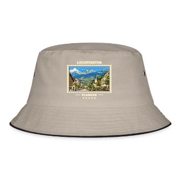 Liechtenstein Planken Vintage Reisemarke - Bucket Hat - Khaki/Schwarz - Vorne