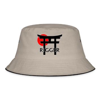 Rigger unter Torii und roter Sonne (schwarz) - Bucket Hat - Khaki/Schwarz - Vorne