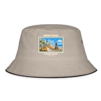 Vereinigte Staaten Virginia Beach Vintage Marke - Bucket Hat - Khaki/Schwarz - Vorne