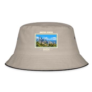 Vereinigte Staaten Seattle Vintage Reisemarke - Bucket Hat - Khaki/Schwarz - Vorne