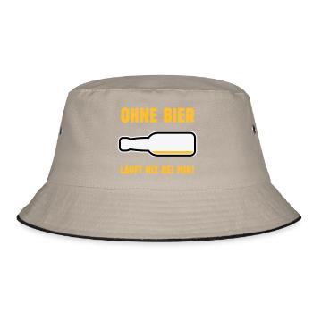 Ohne Bier Läuft Nix Bei Mir! (Bierchen / NEG 3C) - Bucket Hat - Khaki/Schwarz - Vorne