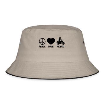 Moped Mofa - Peace Love - Bucket Hat - khaki/black - Front