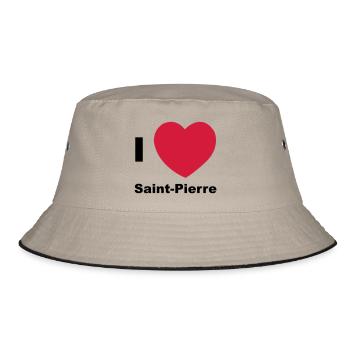Ich liebe Saint Pierre - Bucket Hat - Khaki/Schwarz - Vorne