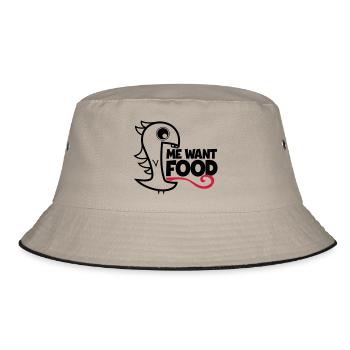 me want food! - Bucket Hat - Khaki/Schwarz - Vorne
