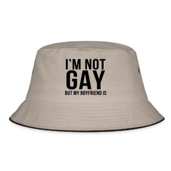 ICH BIN NICHT SCHWUL - ABER MEIN FREUND! - Bucket Hat - Khaki/Schwarz - Vorne
