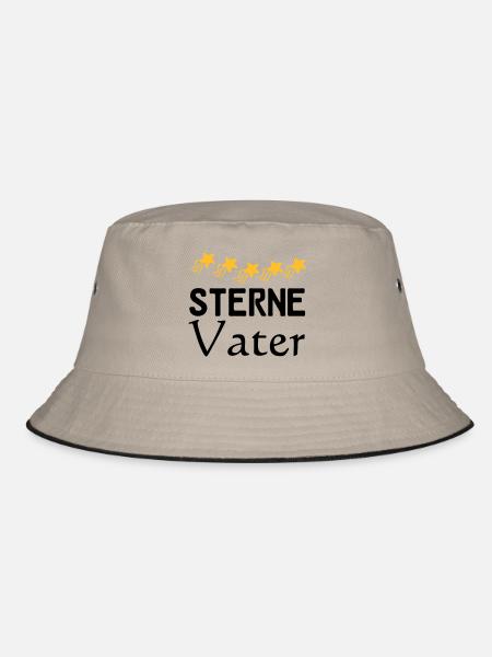 Sterne Vater Vatertag Familie Sprüche Geschenk - Bucket Hat - Khaki/Schwarz - Vorne
