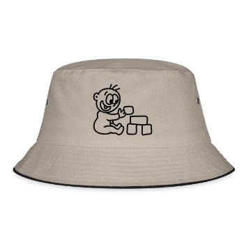 Baby - building blocks - line - Bucket Hat - khaki/black - Front
