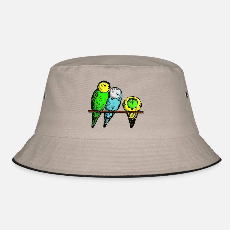 Wellensittiche - Bucket Hat - Khaki/Schwarz