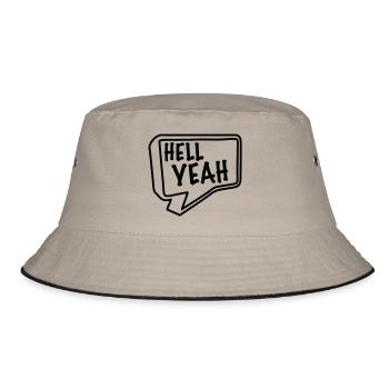 hell yeah - Bucket Hat - Khaki/Schwarz - Vorne