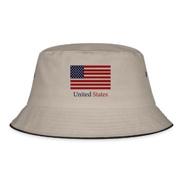 Flagge der Vereinigten Staaten - Bucket Hat - Khaki/Schwarz - Vorne