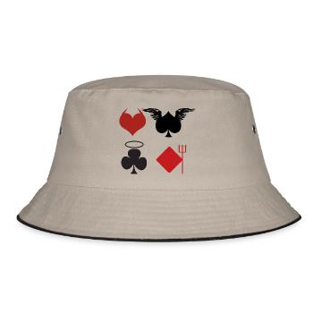Spielkarten Engel Teufel Poker Geschenk - Bucket Hat - Khaki/Schwarz - Vorne