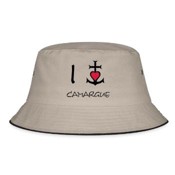 Ich liebe Camargue - Bucket Hat - Khaki/Schwarz - Vorne
