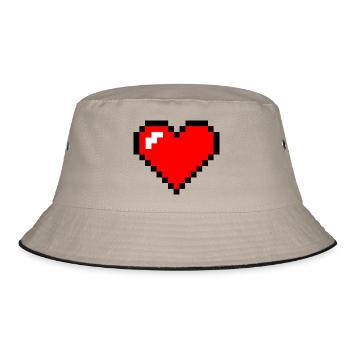 heart pixel - Bucket Hat - khaki/black - Front