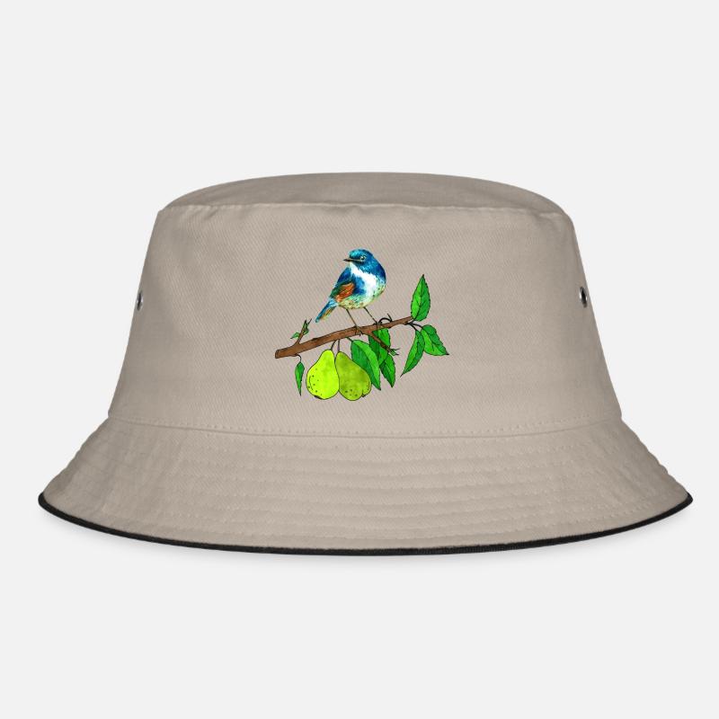 Blauer Vogel und Birne - Bucket Hat - Khaki/Schwarz