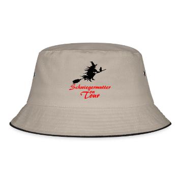 Schwiegermutter on Tour - Roter Schriftzug - Bucket Hat - Khaki/Schwarz - Vorne