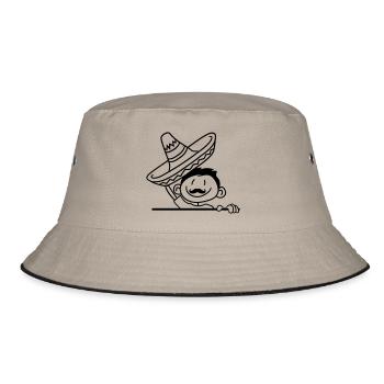 mexikanisch gruessen sombrero mexikaner suedamerik - Bucket Hat - Khaki/Schwarz - Vorne