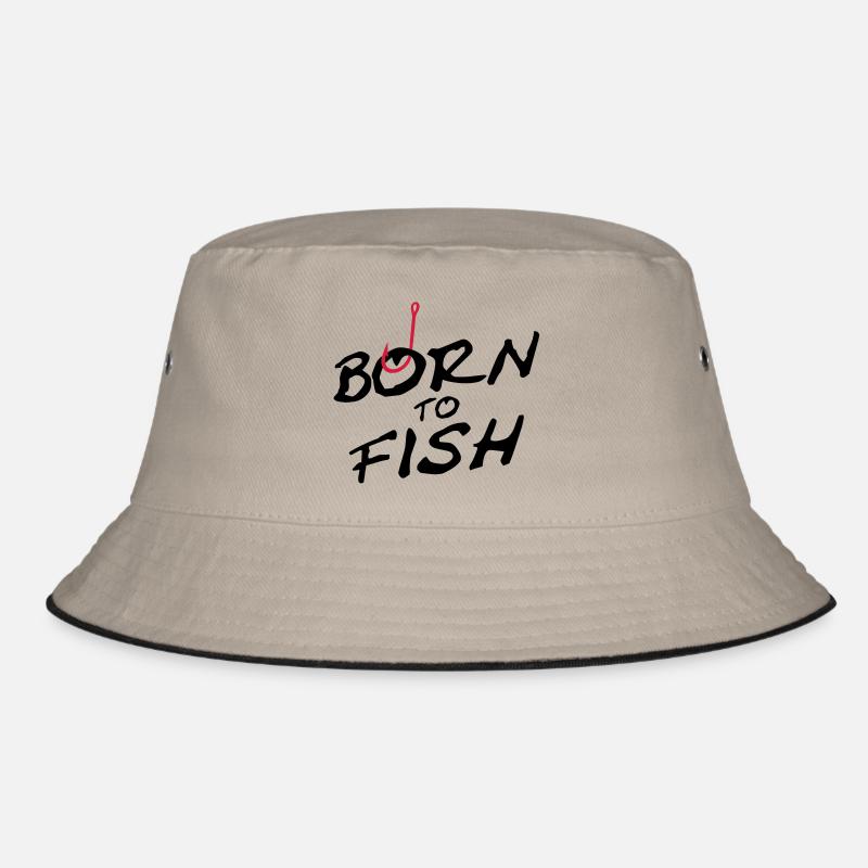 born_to_fish - Bucket Hat - Khaki/Schwarz