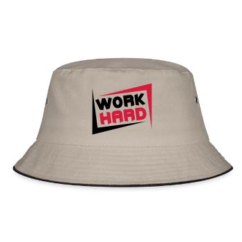 Work Hard - Bucket Hat - khaki/black - Front