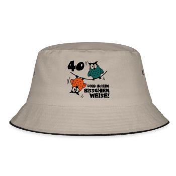Geburtstag 40 und kein bisschen Weise, Eulen - Bucket Hat - Khaki/Schwarz - Vorne