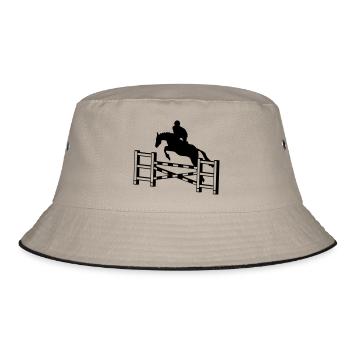 Pferd springend Hindernisses_c1 - Bucket Hat - Khaki/Schwarz - Vorne