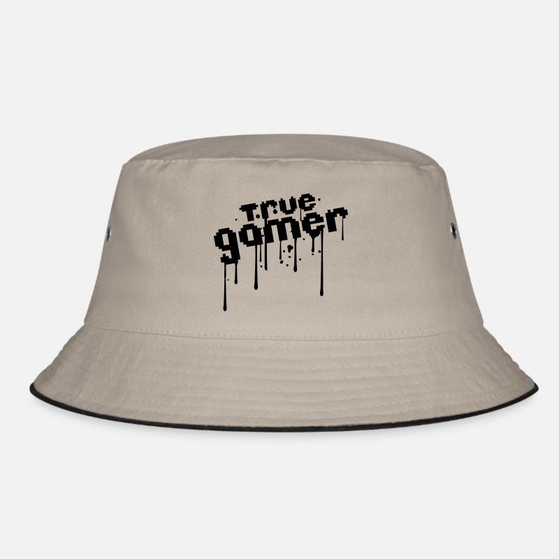 pixel true gamer 8 bit retro old font text blood d Bucket Hat
