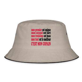 Mon copain est beau - Bucket Hat - Khaki/Schwarz - Vorne