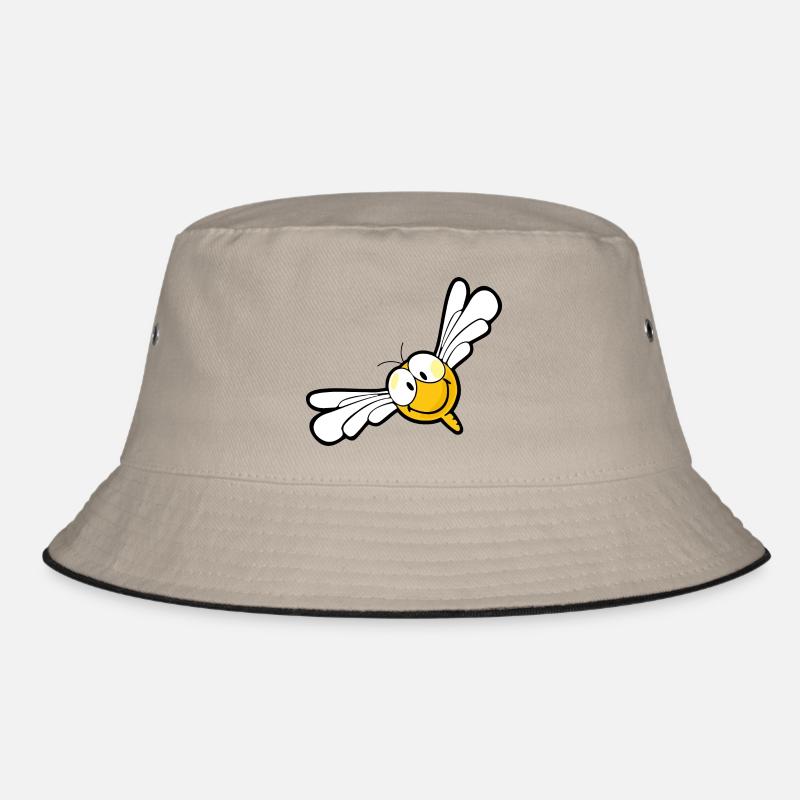 Smiley Dragon Fly - Bucket Hat - Khaki/Schwarz