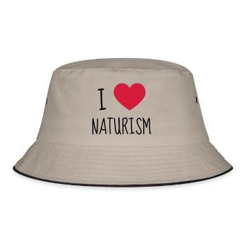 Naturism Naturist FKK Naturisme Naturiste Nudist - Bucket Hat - khaki/black - Front