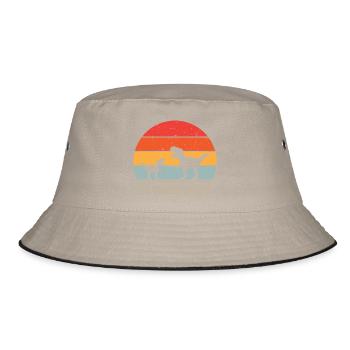 Papasaurus - Großer TRex Kleiner TRex - Vater Kind - Bucket Hat - Khaki/Schwarz - Vorne