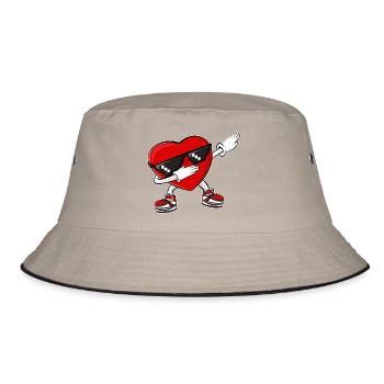 Dabbing Herz Valentinstag - Bucket Hat - Khaki/Schwarz - Vorne