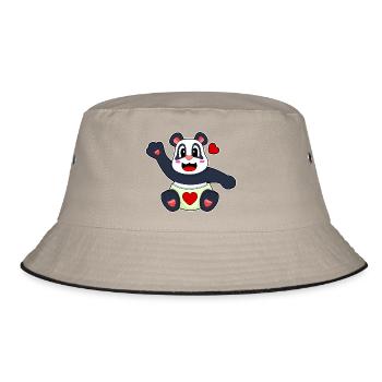 Panda Baby Windel - Bucket Hat - Khaki/Schwarz - Vorne