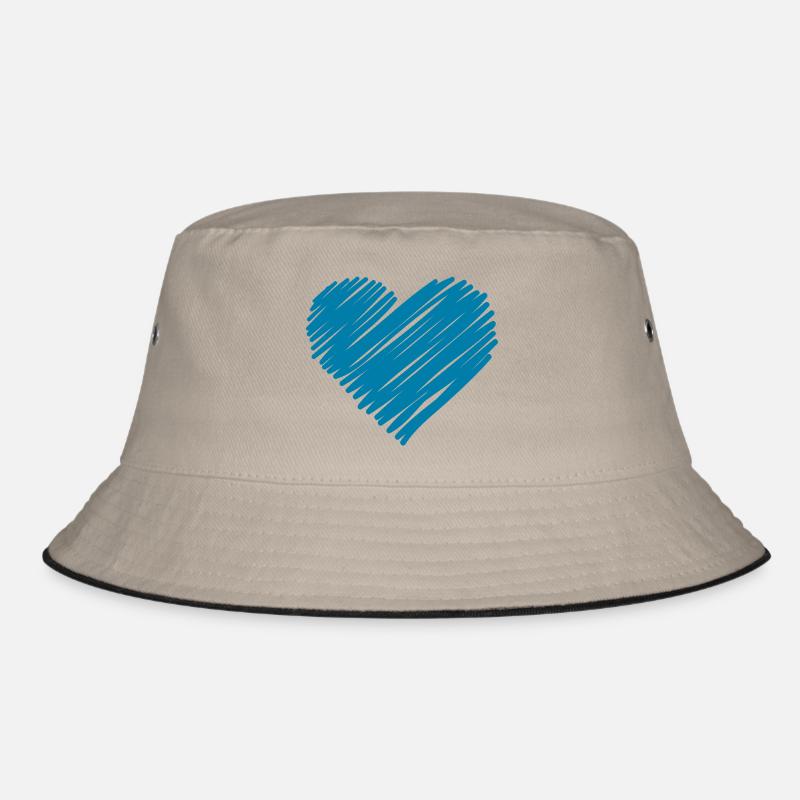 Blue Brush Heart Bucket Hat