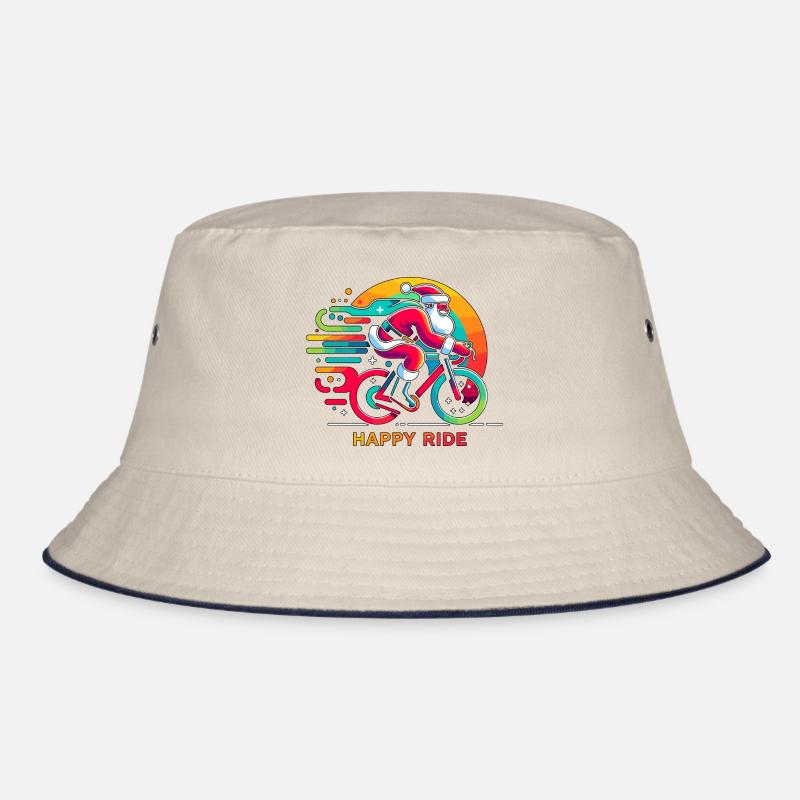 Lebendiger Weihnachtsmann Radfahren Illustration Bucket Hat