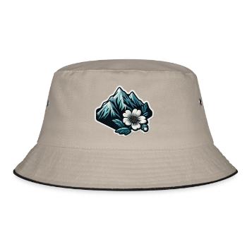 Bergblüte Patchmotiv - Bucket Hat - Khaki/Schwarz - Vorne