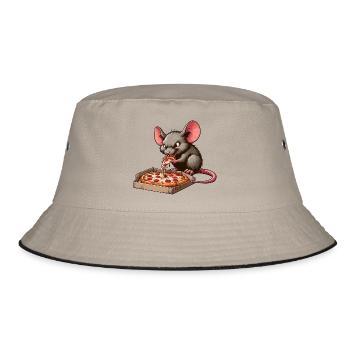 Laborratte Pizza Abenteuer Lustig - Bucket Hat - Khaki/Schwarz - Vorne