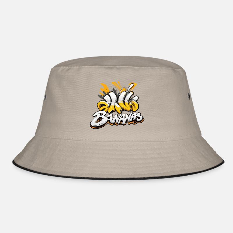 Bananen, Graffiti-Text - Bucket Hat - Khaki/Schwarz