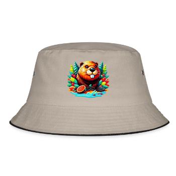 Bieber - Bucket Hat - Khaki/Schwarz - Vorne